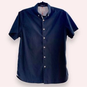 Denim & Flower Men’s Short Sleeve Button Down Navy Micro Polka Dot Shirt